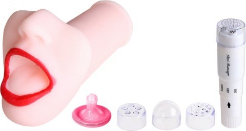 Реалистичный мастурбатор рот-вагина с вибрацией Lola Toys Satisfaction Lucky Charm