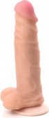 Дилдо реалистик из кибер кожи, длина общая 19 см, длина рабочая до мошонки 15 см, диаметр max 4 см - Секс шоп Мир Оргазма