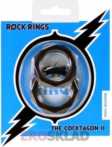   Rock Rings The Cocktagon ll 2 Pack Black,  3,   Rock Rings The Cocktagon ll 2 Pack Black