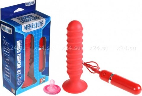    menzstuff ribbed torpedo vibr. 6inch red 13 ,  2,    menzstuff ribbed torpedo vibr. 6inch red 13 