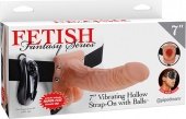    7 Vibrating Hollow Strap-On with Balls 18  -    