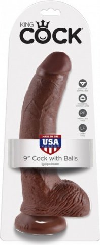 Cock 9 inch w/ balls brown,  2, Cock 9 inch w/ balls brown
