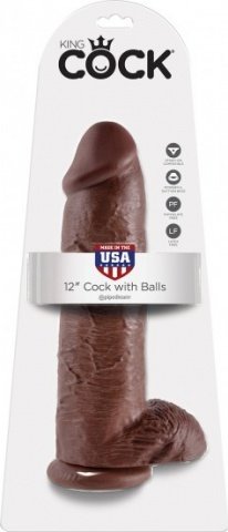 Cock 12 inch w/ balls brown,  2, Cock 12 inch w/ balls brown