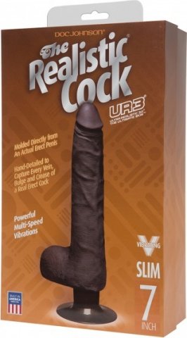 Realistic cock slim vibr 7 black,  2, Realistic cock slim vibr 7 black