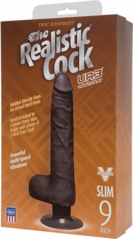 Realistic cock slim vibr 9 black,  2, Realistic cock slim vibr 9 black