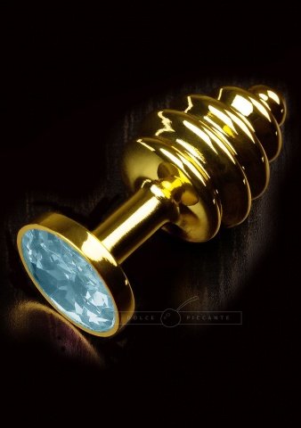 Jewellery ribbed gold water blue, Jewellery ribbed gold water blue