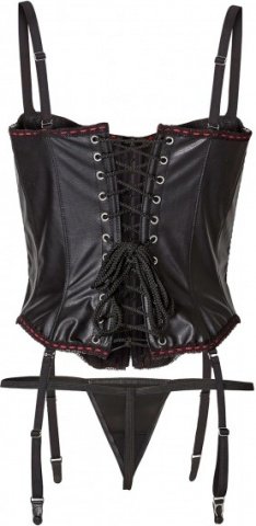 Corset w red lace + string xl black,  2, Corset w red lace + string xl black