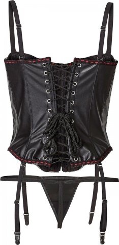 Corset w red lace + string m black,  2, Corset w red lace + string m black