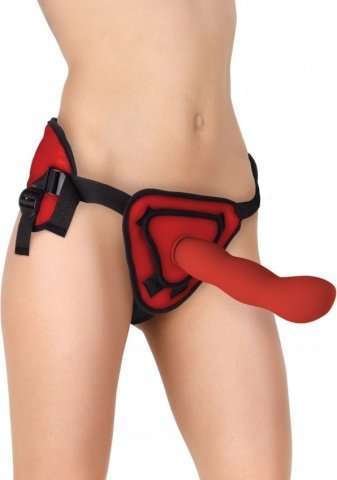  deluxe silicone strap on 10 inch red ouch! sh-ou211red,  deluxe silicone strap on 10 inch red ouch! sh-ou211red