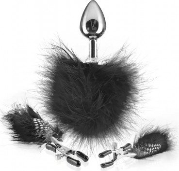 Feather nipple clamps & amp anal plug, Feather nipple clamps & amp anal plug