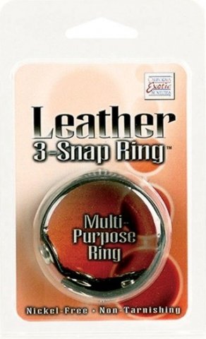Leather 3 snap ring black,  3, Leather 3 snap ring black