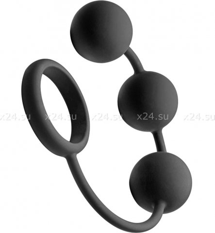  Silicone Cock Ring with 3 Weighted Balls,  ,   Silicone Cock Ring with 3 Weighted Balls,  