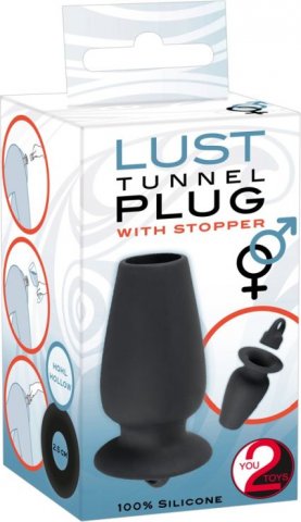 -   Lust Tunnel Plug with Stopper, -   Lust Tunnel Plug with Stopper
